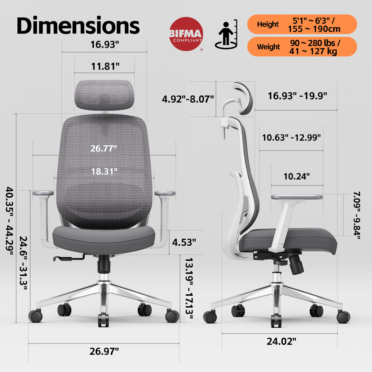 Quelsoft E100 Ergonomic Chair with Adaptive Lumbar Support